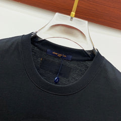 LV T-SHIRT IN BLACK PURE COTTON EMBROIDERED LOGO 238889