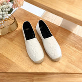 SL YVES EMBOSSED LOGO SLIP ON WHITE AND BLACK CALFSKIN