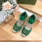 GG Crochet platform Espadrilles Jade Green