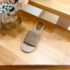 GG Casual Style Logo Sandals Brown Caramel