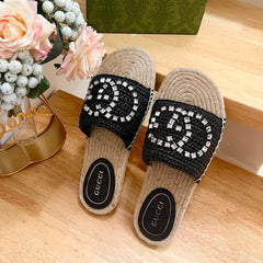 GG Casual Style Logo Sandals Black