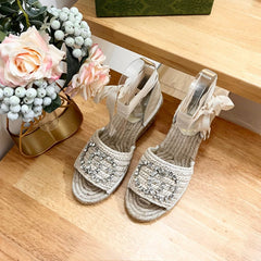 GG Women High Sandal Shoes Beige