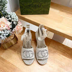 GG Women High Sandal Shoes Beige