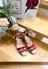 WEDGE SANDALS IN COLORFUL CANVAS 85 MM
