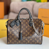 LV 25S SPEEDY SOFT 30 IN BROWN MONOGRAM CANVAS AND CALFSKIN SILVER HARDWARE