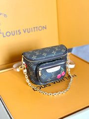 LV 25S MINI BUMBAG 17 IN BROWN CANVAS MONOGRAM CHERRY PRINT GOLD HARDWARE