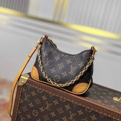 LV 25S BOULOGNE 20 IN DARK BROWN MONOGRAM CANVAS GOLD HARDWARE