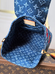 LV 25S VENICE BACKPACK 26 IN BLUE DENIM MONOGRAM CHERRY GOLD HARDWARE