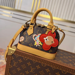 LV 25S NANO ALMA 18 IN BROWN MONOGRAM CANVAS PRINTED WITH THE VIVIENNE MASCOT