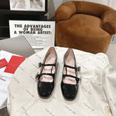 MINI TRES VIVIER STRASS BUCKLE BABIES BALLERINAS IN BLACK PATENT CALFSKIN