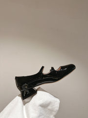 MINI TRES VIVIER STRASS BUCKLE BABIES BALLERINAS IN BLACK PATENT CALFSKIN