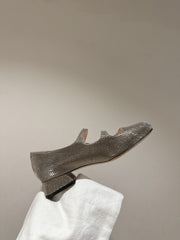 MINI TRES VIVIER STRASS BUCKLE BABIES BALLERINAS IN TAUPE CALFSKIN FULLY EMBELLISHED CRYSTALS