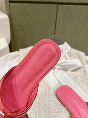 CAGOLE FLAT SANDALS IN ROMAN PINK WAX-OIL SHEEPSKIN