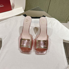 TRUMPET METALLIC MULES IN PINK PATENT CALFSKIN