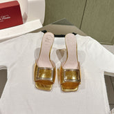 TRUMPET METALLIC MULES IN GOLD PATENT CALFSKIN