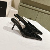 BLAKE SLINGBACK PUMPS 80 IN BLACK CROCODILE-EMBOSSED LEATHER