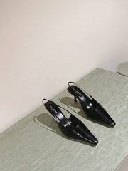 BLAKE SLINGBACK PUMPS 80 IN BLACK LEATHER