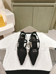 FENDI COLIBRÌ HIGH-HEELED SLINGBACKS 75MM IN BLACK FABRIC
