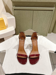 FENDI HIGH-HEELED 85 MM IN CHERRY RED LAMBSKIN WITH GOLD HARDWARE