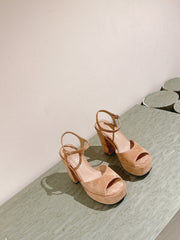 CC HIGH SANDAL PEACH PINK SUEDE CALFSKIN