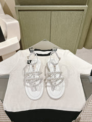 CC SANDALS PEARL ROMAN IN WHITE LAMBSKIN