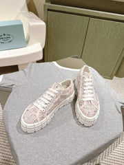 PRA DOUBLE WHEEL RE-NYLON GABARDINE SNEAKERS ALMOND FABRIC