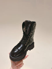MARTIN BOOTS IN BLACK EMBROIDERED CALFSKIN