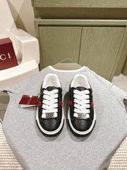 GG ACE SNEAKER WITH WEB IN BLACK EMBOSSED CALFSKIN