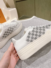 LV GROOVY SNEAKER IN WHITE MIX BLACK DAMIER STRASS AND CALFSKIN