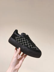 LV GROOVY SNEAKER IN BLACK DAMIER STRASS AND CALFSKIN