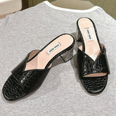 JEWELLED HEEL 55 MULE SANDALS IN BLACK CALFSKIN