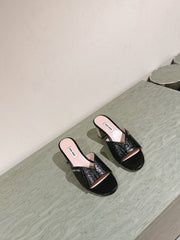 JEWELLED HEEL 55 MULE SANDALS IN BLACK CALFSKIN