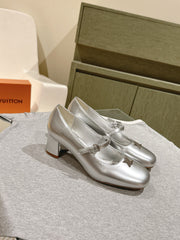 SWING HIGH MARY JANE 55 MM IN SILVER PATENT CALFSKIN