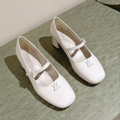 SWING HIGH MARY JANE 55 MM IN WHITE PATENT CALFSKIN