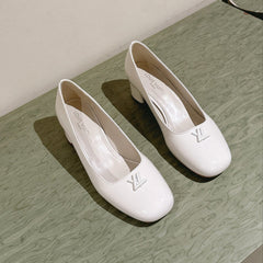 SWING HIGH PUMP 55 MM IN WHITE PATENT CALFSKIN
