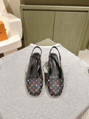 SWING SLINGBACK PUMP 55 MM IN BLACK MONOGRAM CALFSKIN