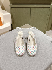 SWING SLINGBACK PUMP 55 MM IN WHITE MONOGRAM CALFSKIN