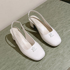 SWING SLINGBACK PUMP 55 MM IN WHITE PATENT CALFSKIN