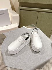 THICK-SOLED ELASTIC BACKLESS SHOES WHITE SHINY CALFSKIN