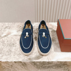 LP LOAFERS 25S IN STEEL BLUE SUEDE WITH SILVER HARDWARE