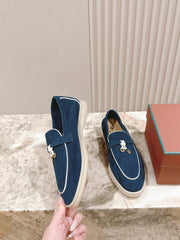 LP LOAFERS 25S IN STEEL BLUE SUEDE WITH SILVER HARDWARE