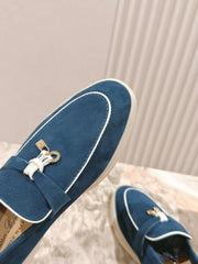 LP LOAFERS 25S IN STEEL BLUE SUEDE WITH SILVER HARDWARE