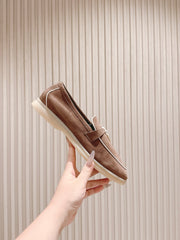 LP LOAFERS 25S IN LIGHT BROWN SUEDE WITH SILVER HARDWARE
