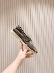 LP LOAFERS 25S IN ASH BROWN SUEDE WITH SILVER HARDWARE