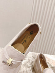 LP LOAFERS 25S IN DUSTY PINK SUEDE WITH SILVER HARDWARE