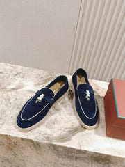 LP LOAFERS 25S IN MIDNIGHT BLUE SUEDE WITH SILVER HARDWARE