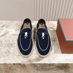 LP LOAFERS 25S IN MIDNIGHT BLUE SUEDE WITH SILVER HARDWARE
