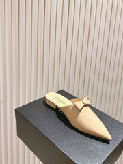 CC FLAT MULES 25S IN BEIGE PATENT LEATHER