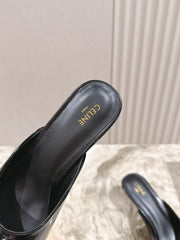 CELINE 25S ALMA TRIOMPHE MULE 45MM IN BLACK CALFSKIN SILVER HARDWARE