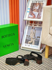 MARELLA THONG IN BLACK CALFSKIN WITH SIGNATURE INTRECCIATO INSOLE